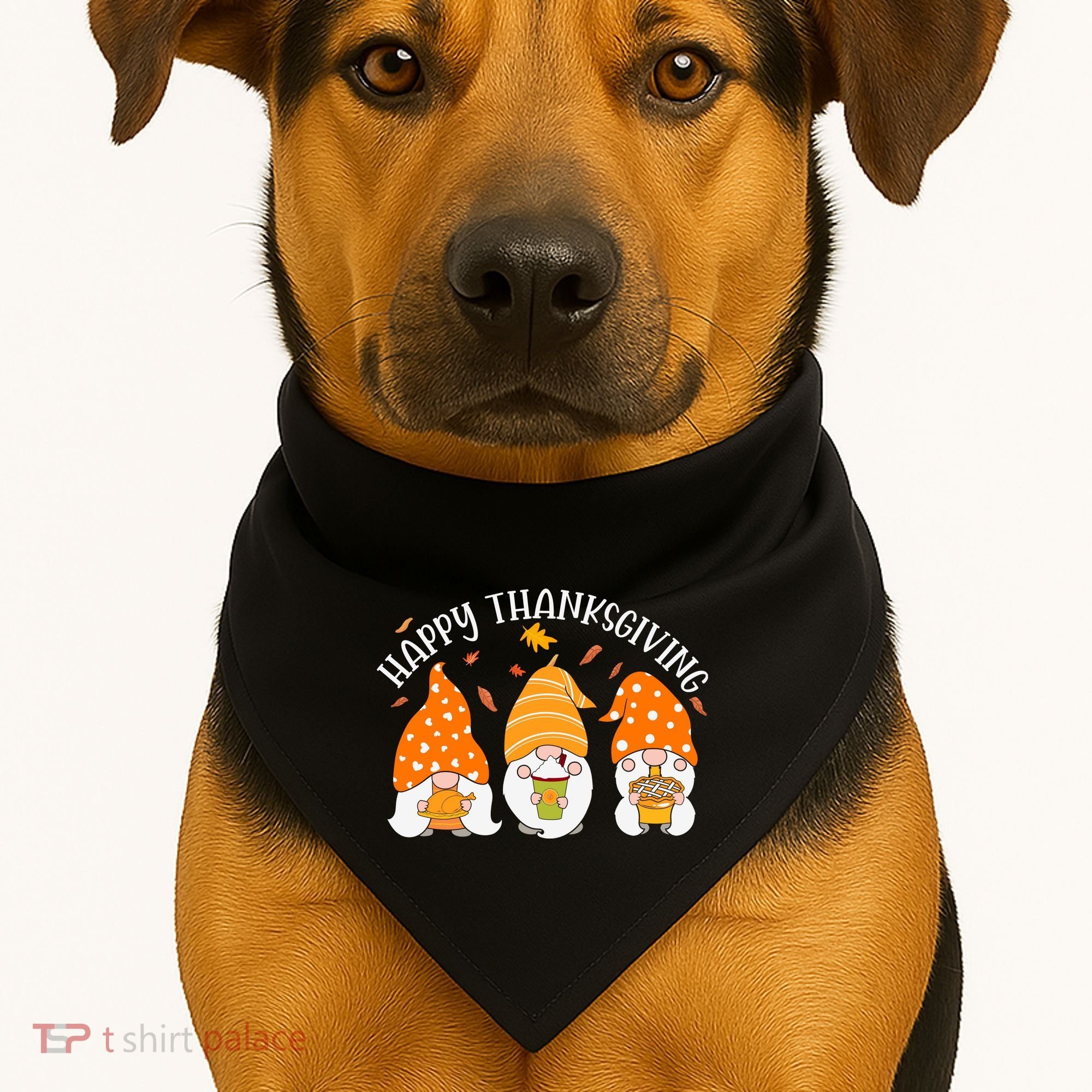 Happy Thanksgiving Gnome Festive Holiday USA-Made Doggie Bandana