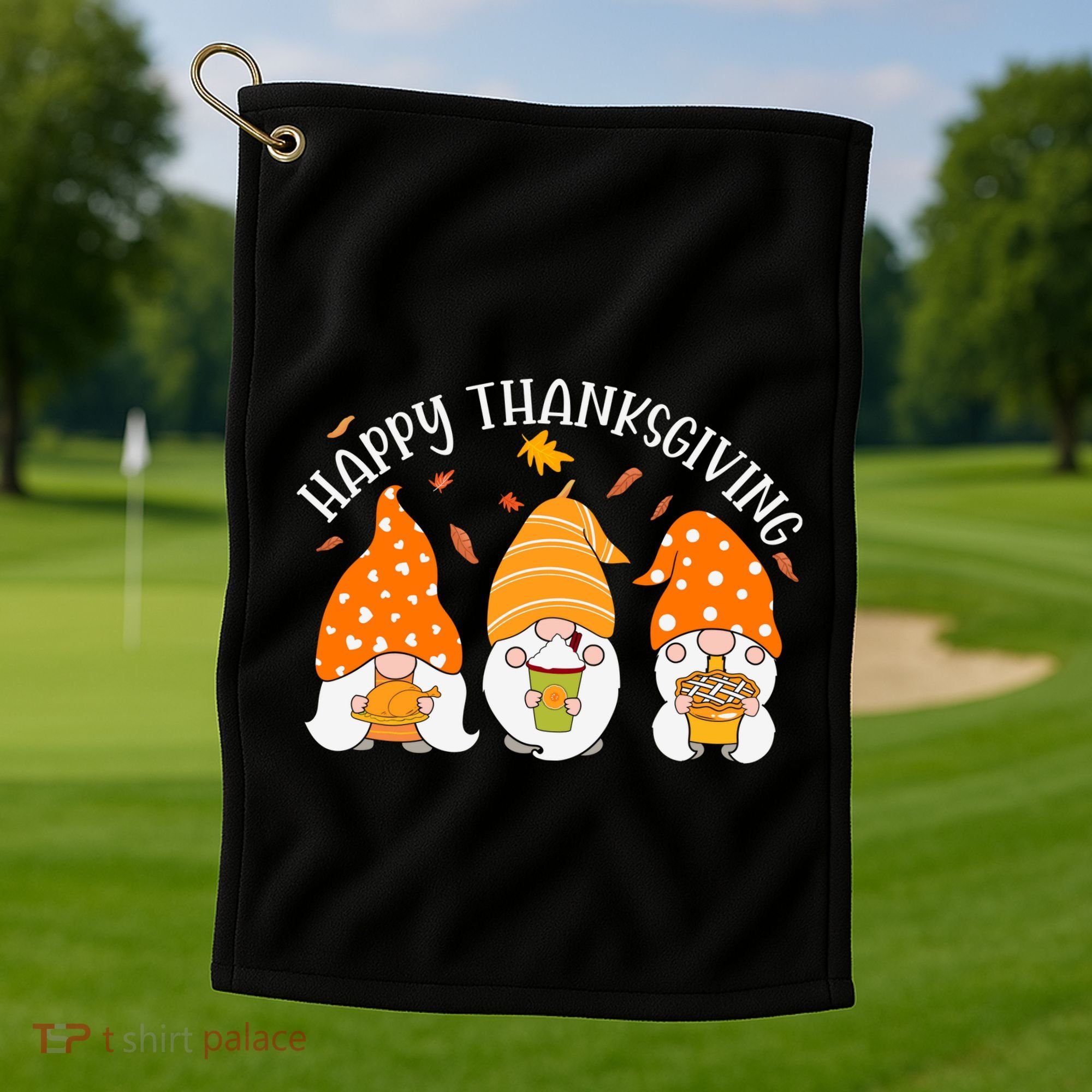 Happy Thanksgiving Gnome Festive Holiday Golf Towel
