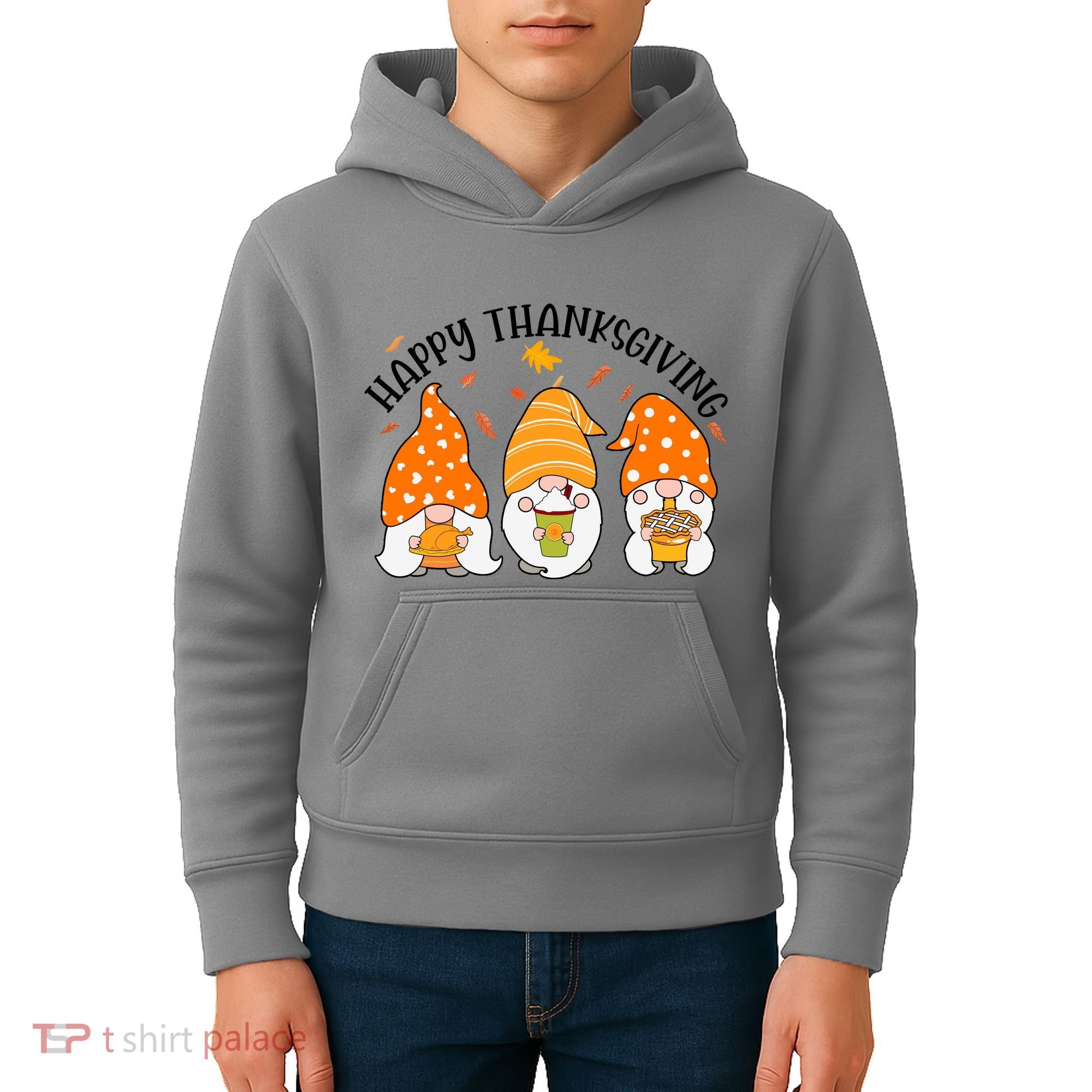 Happy Thanksgiving Gnome Festive Holiday Kids Hoodie