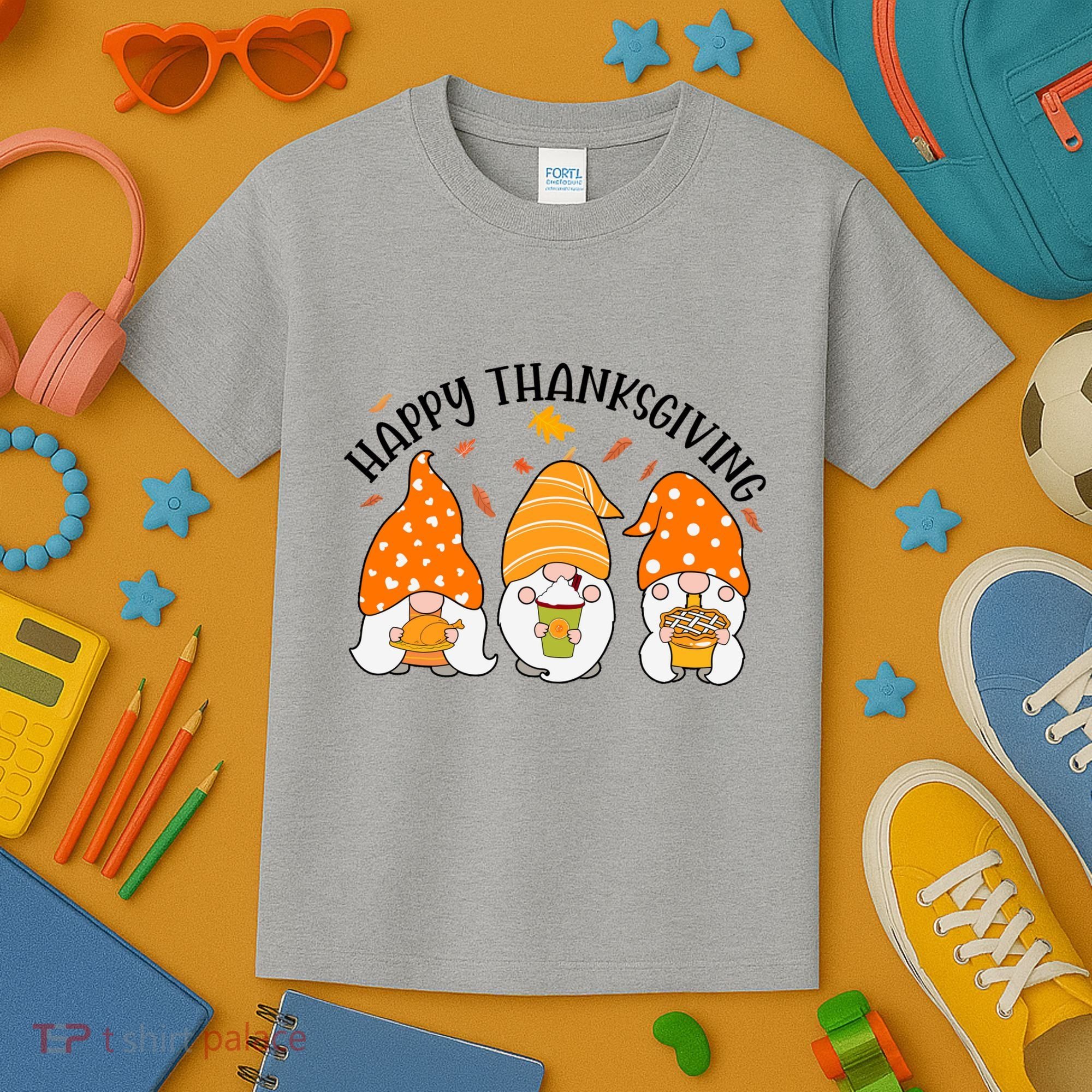 Happy Thanksgiving Gnome Festive Holiday Kids T-Shirt