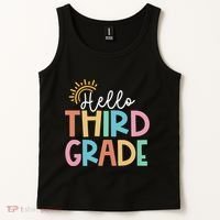 Hello Third Grade Team 3rd Grade Back To School Teacher Tank Top thumb 2