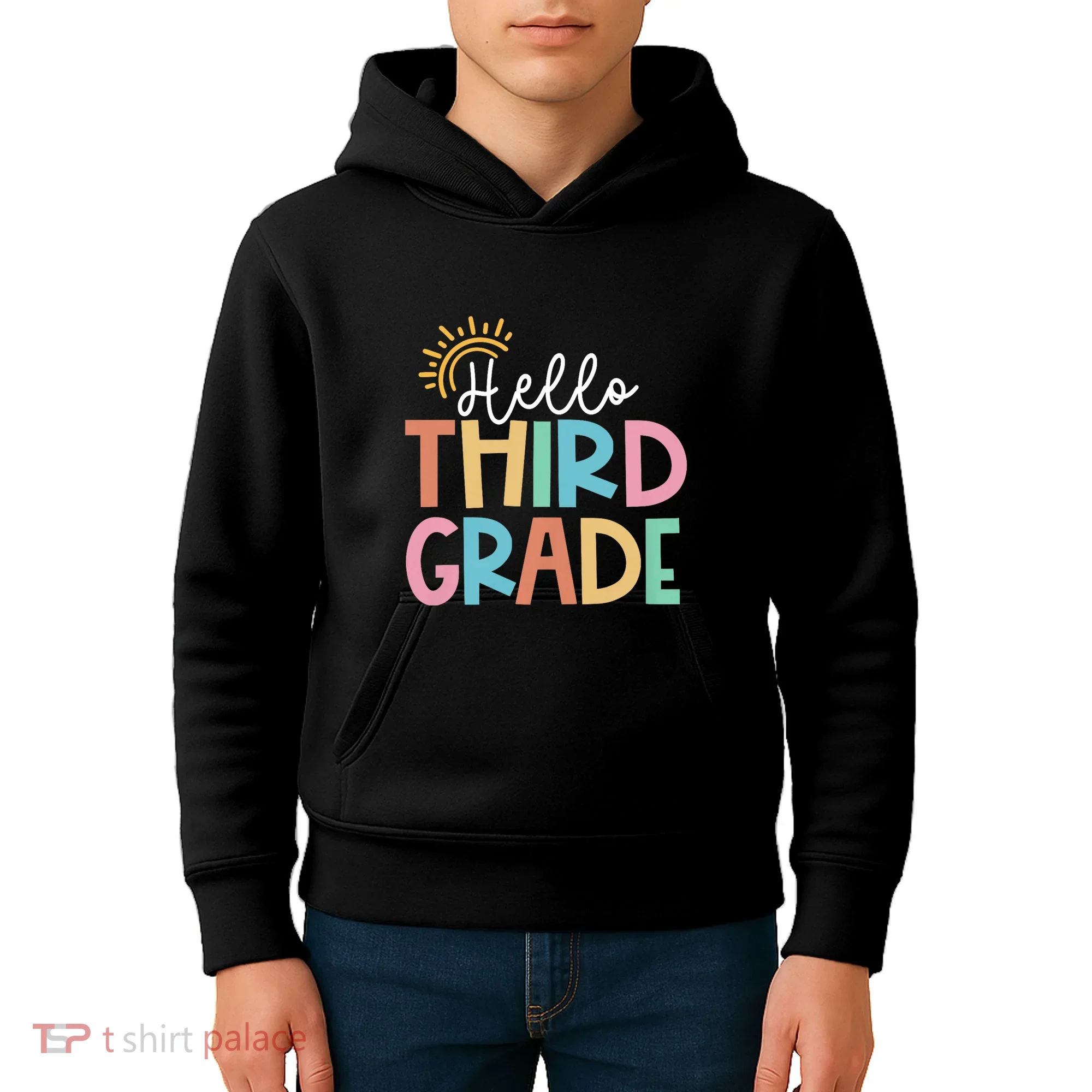 Hello Third Grade Team 3rd Grade Back To School Teacher Kids Hoodie