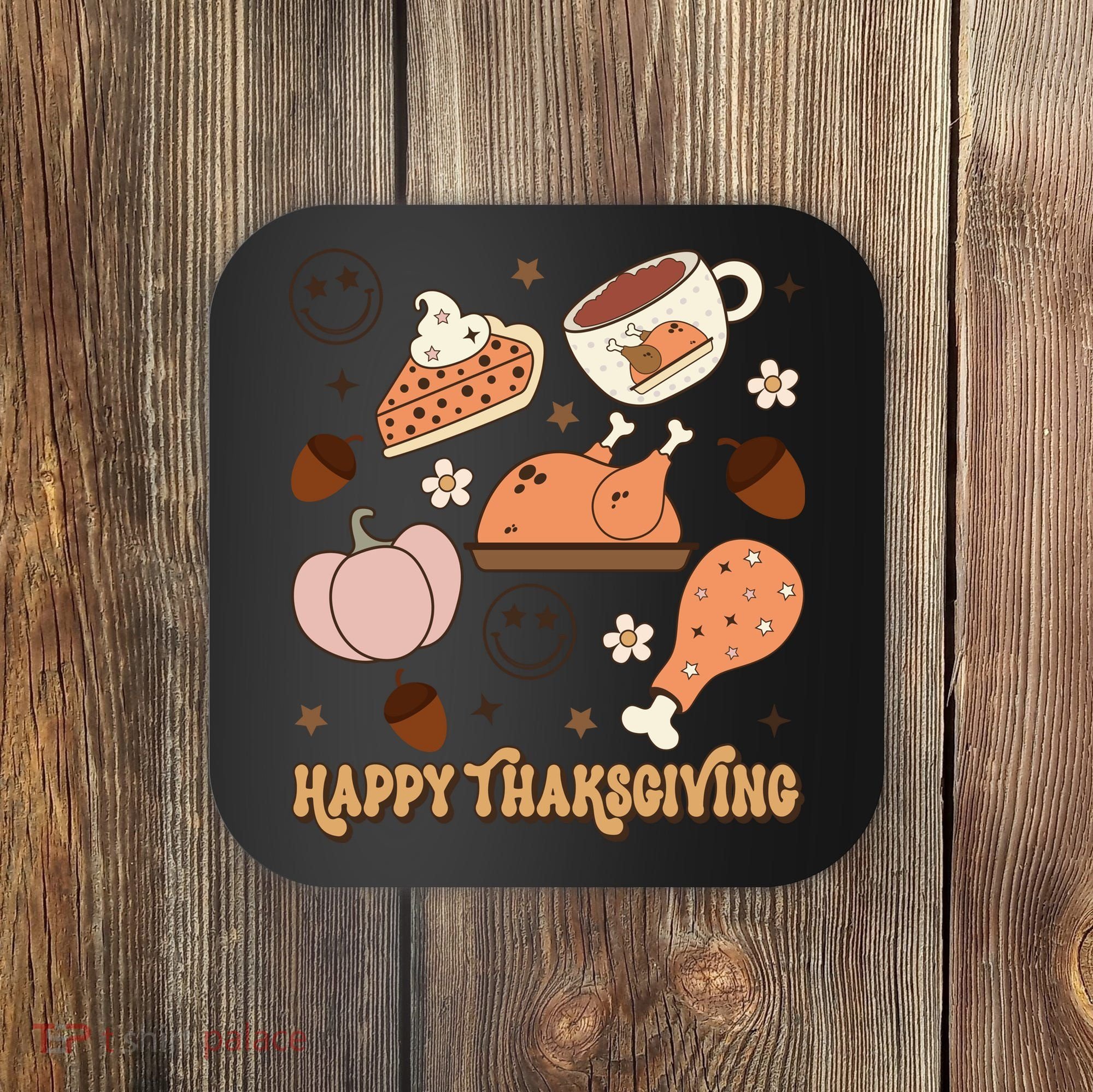Happy Thanksgiving Groovy Family Thanksgiving Matching Outfits Coaster