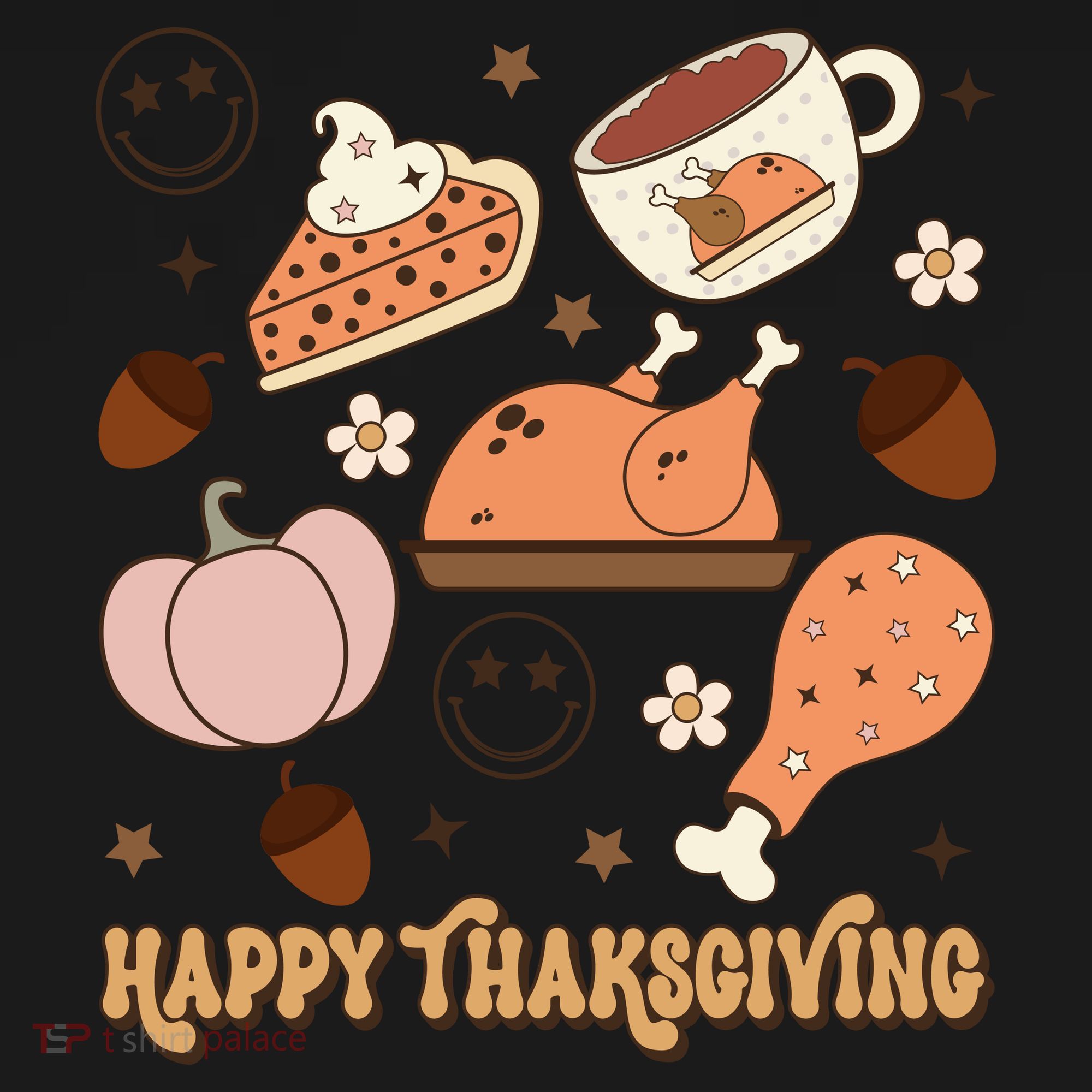 Happy Thanksgiving Groovy Family Thanksgiving Matching Outfits Coaster