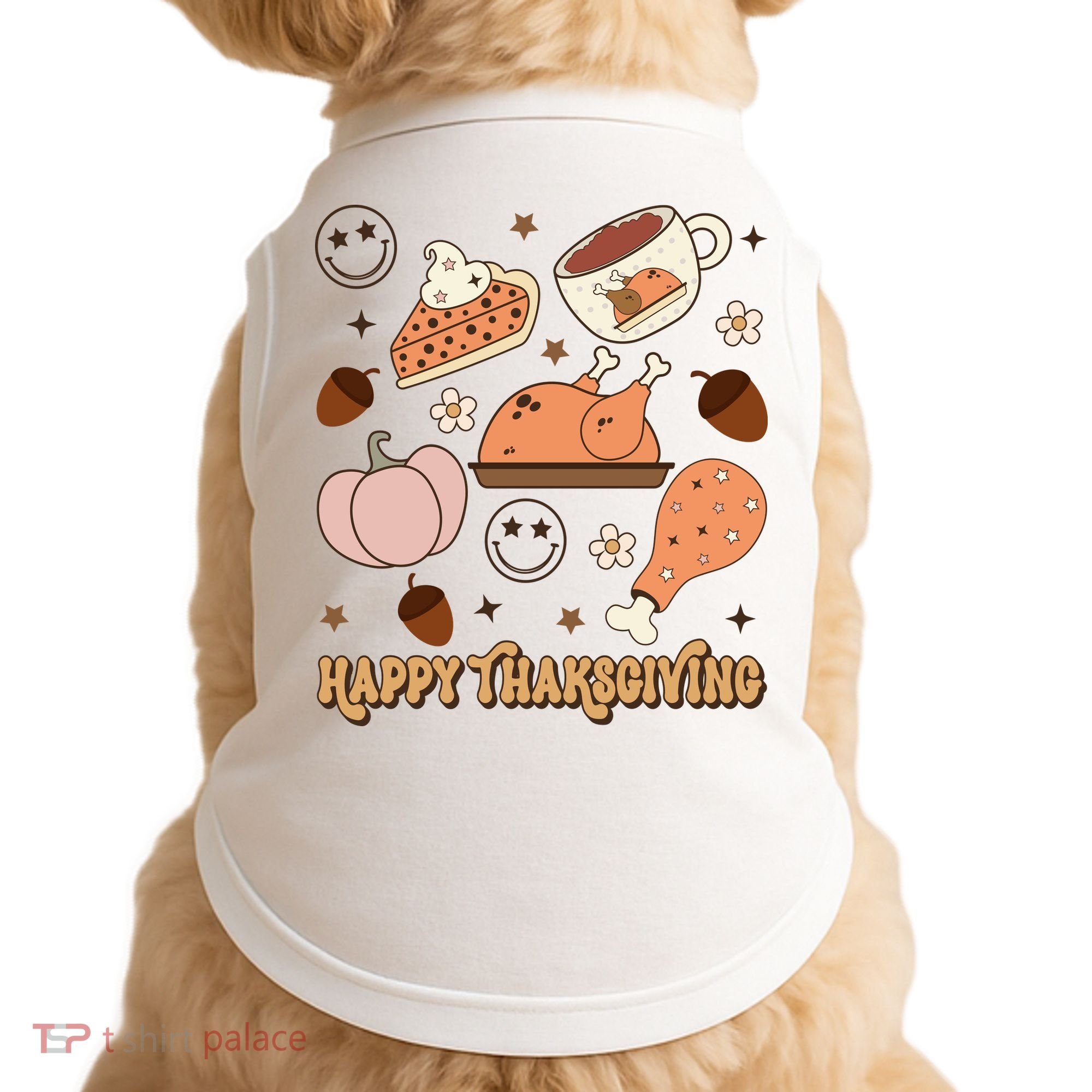 Happy Thanksgiving Groovy Family Thanksgiving Matching Outfits Doggie Tank