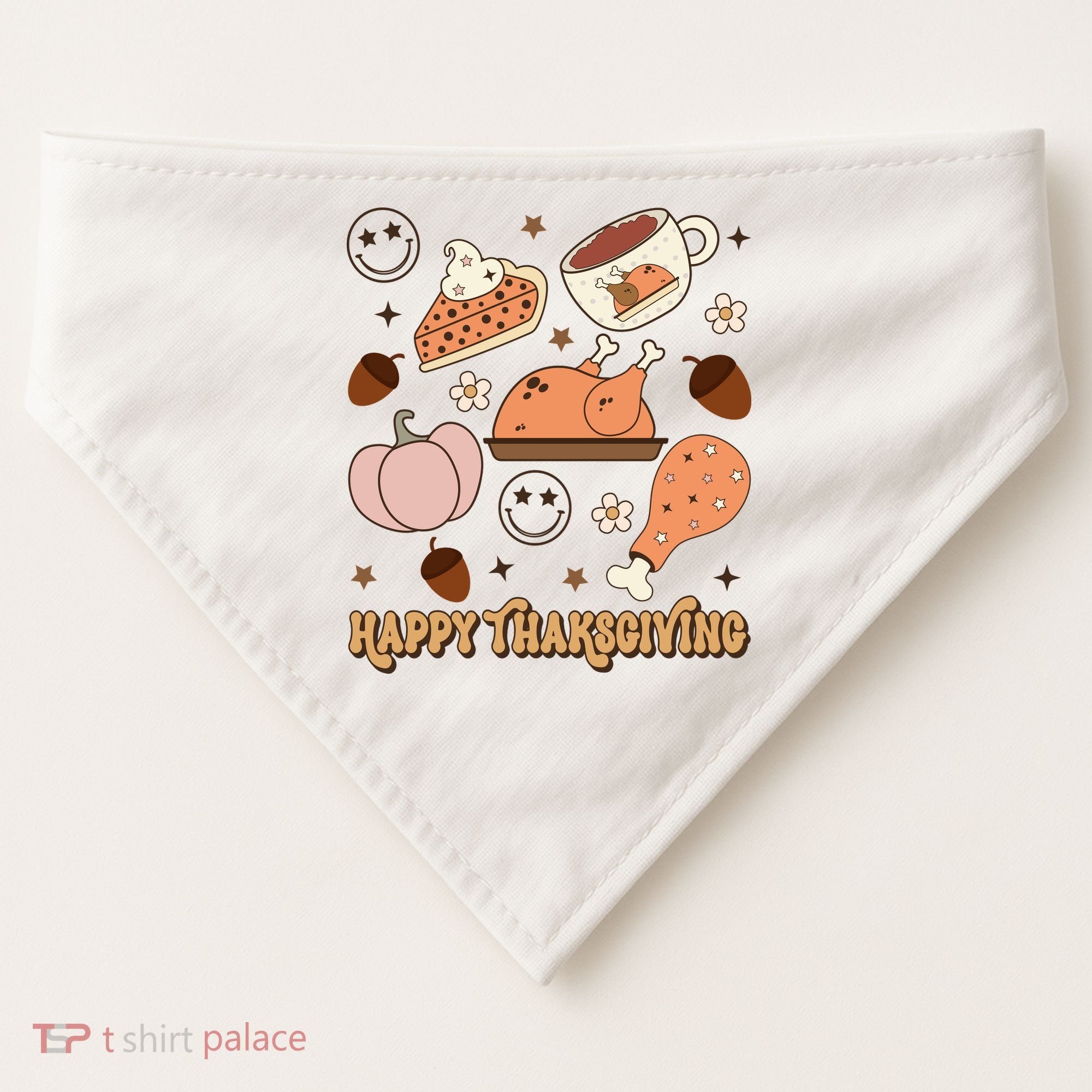 Happy Thanksgiving Groovy Family Thanksgiving Matching Outfits USA-Made Doggie Bandana