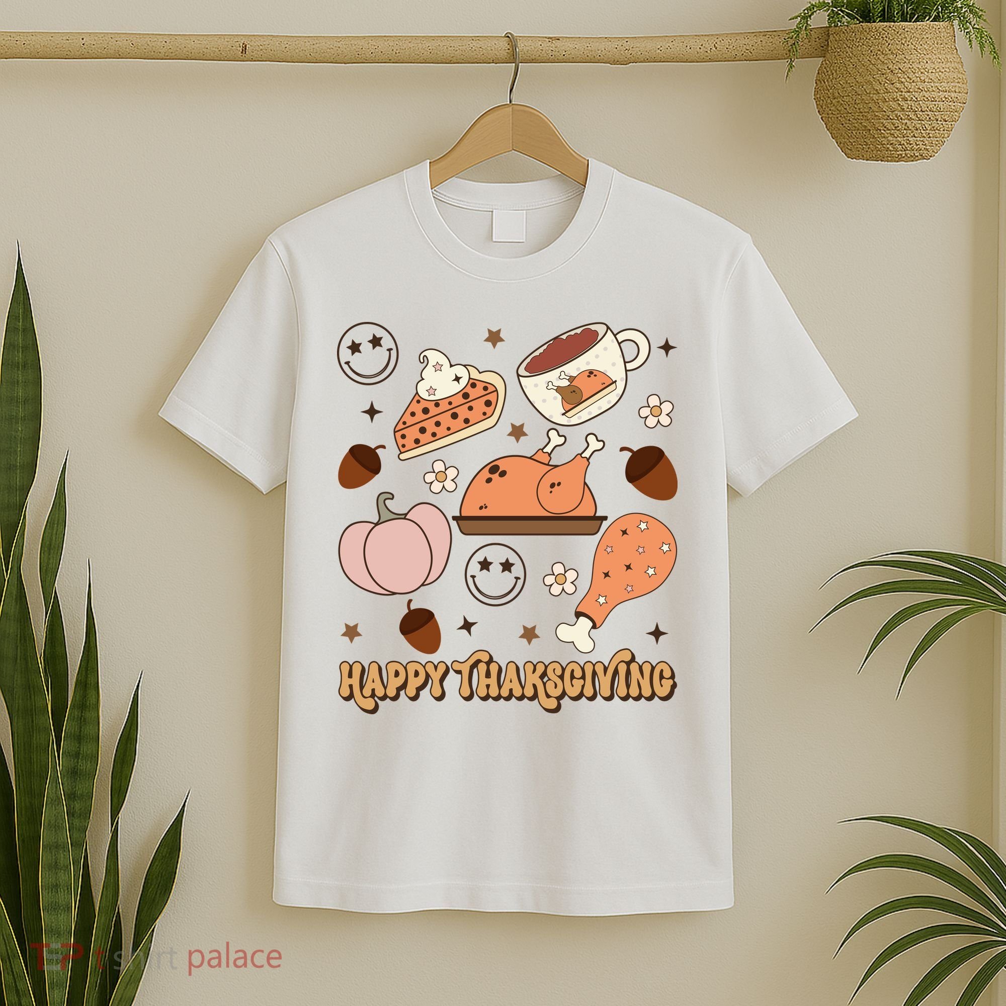 Happy Thanksgiving Groovy Family Thanksgiving Matching Outfits T-Shirt