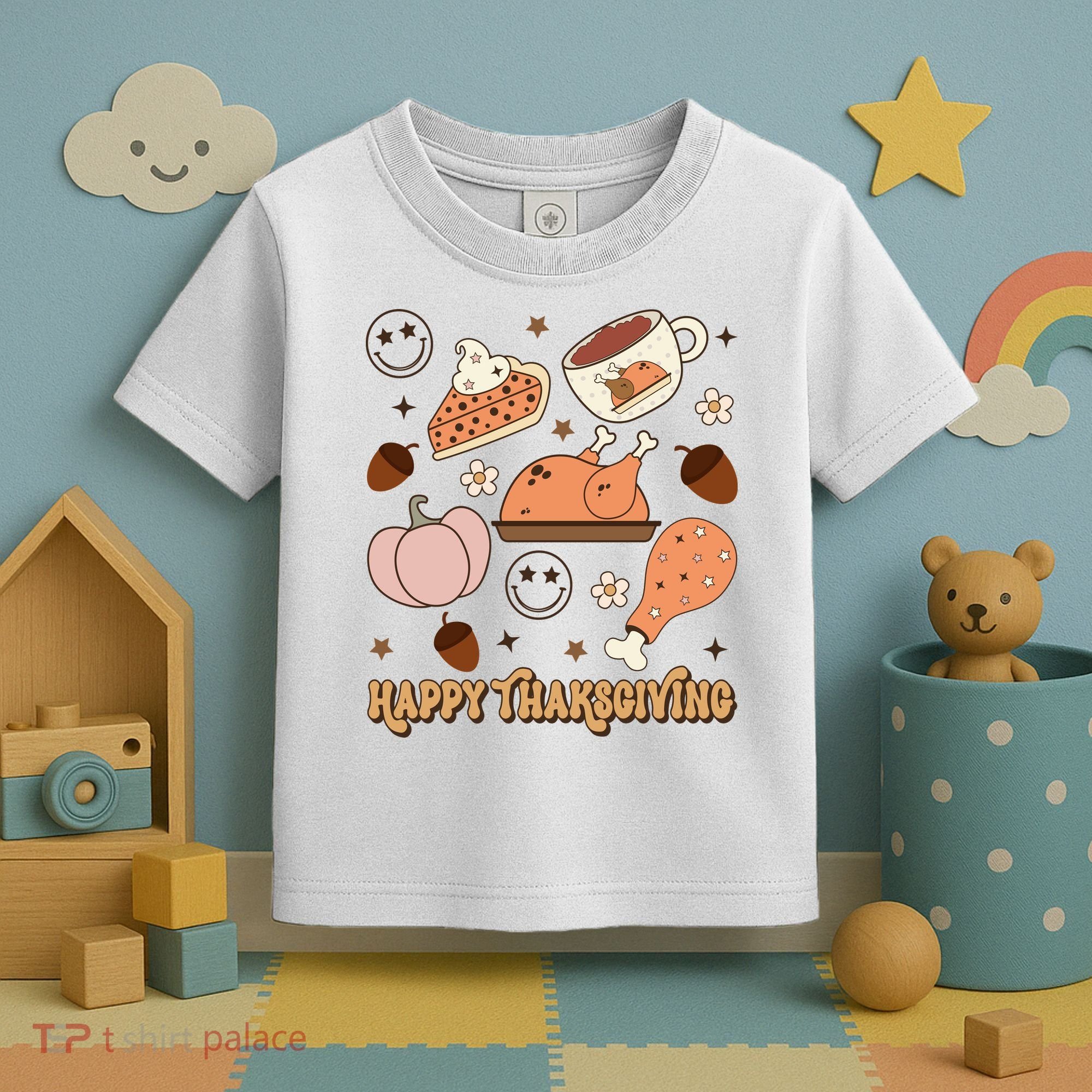 Happy Thanksgiving Groovy Family Thanksgiving Matching Outfits Toddler T-Shirt