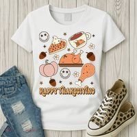 Happy Thanksgiving Groovy Family Thanksgiving Matching Outfits Women's T-Shirt thumb 3