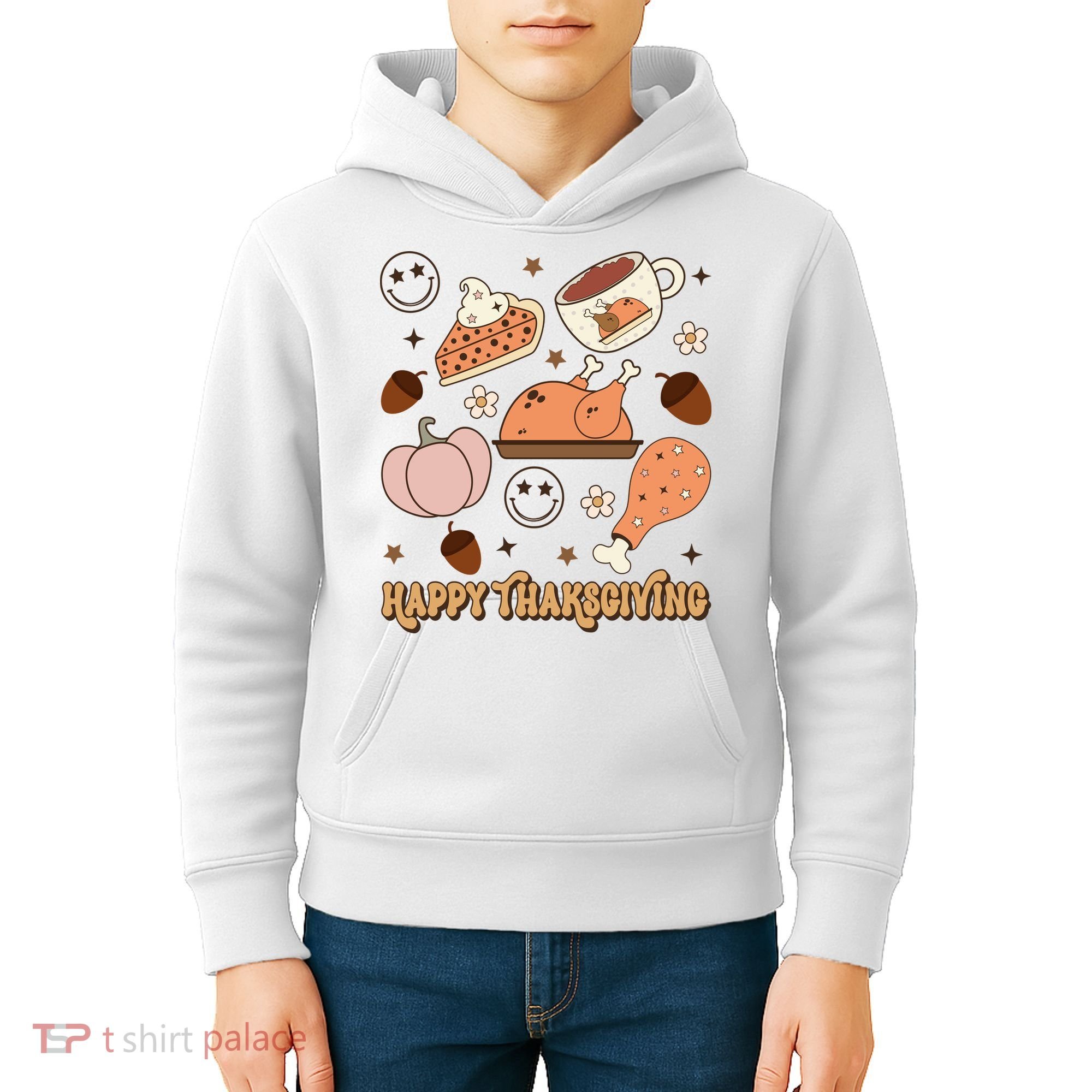 Happy Thanksgiving Groovy Family Thanksgiving Matching Outfits Kids Hoodie