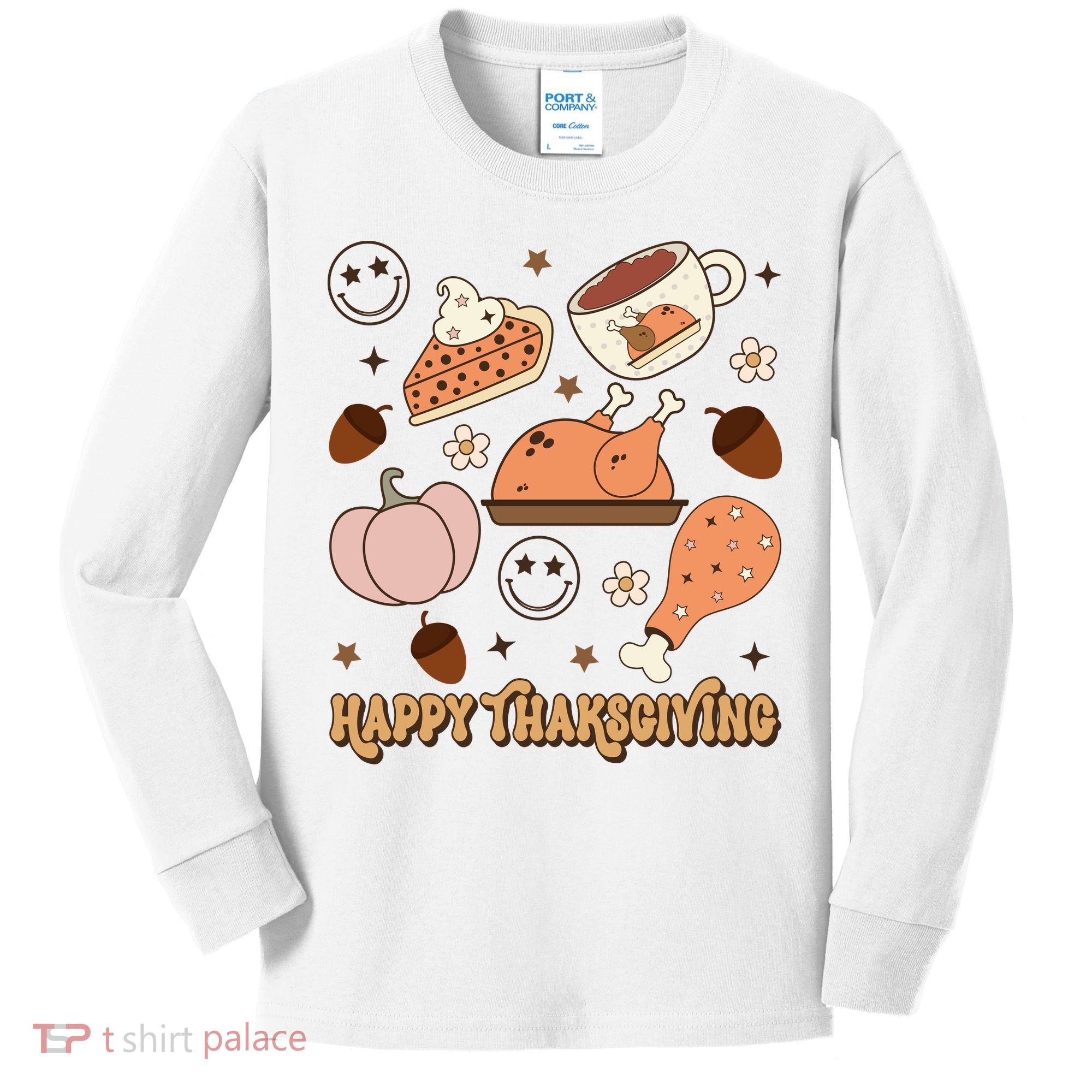 Happy Thanksgiving Groovy Family Thanksgiving Matching Outfits Kids Long Sleeve Shirt