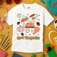 Happy Thanksgiving Groovy Family Thanksgiving Matching Outfits Kids T-Shirt thumb 3