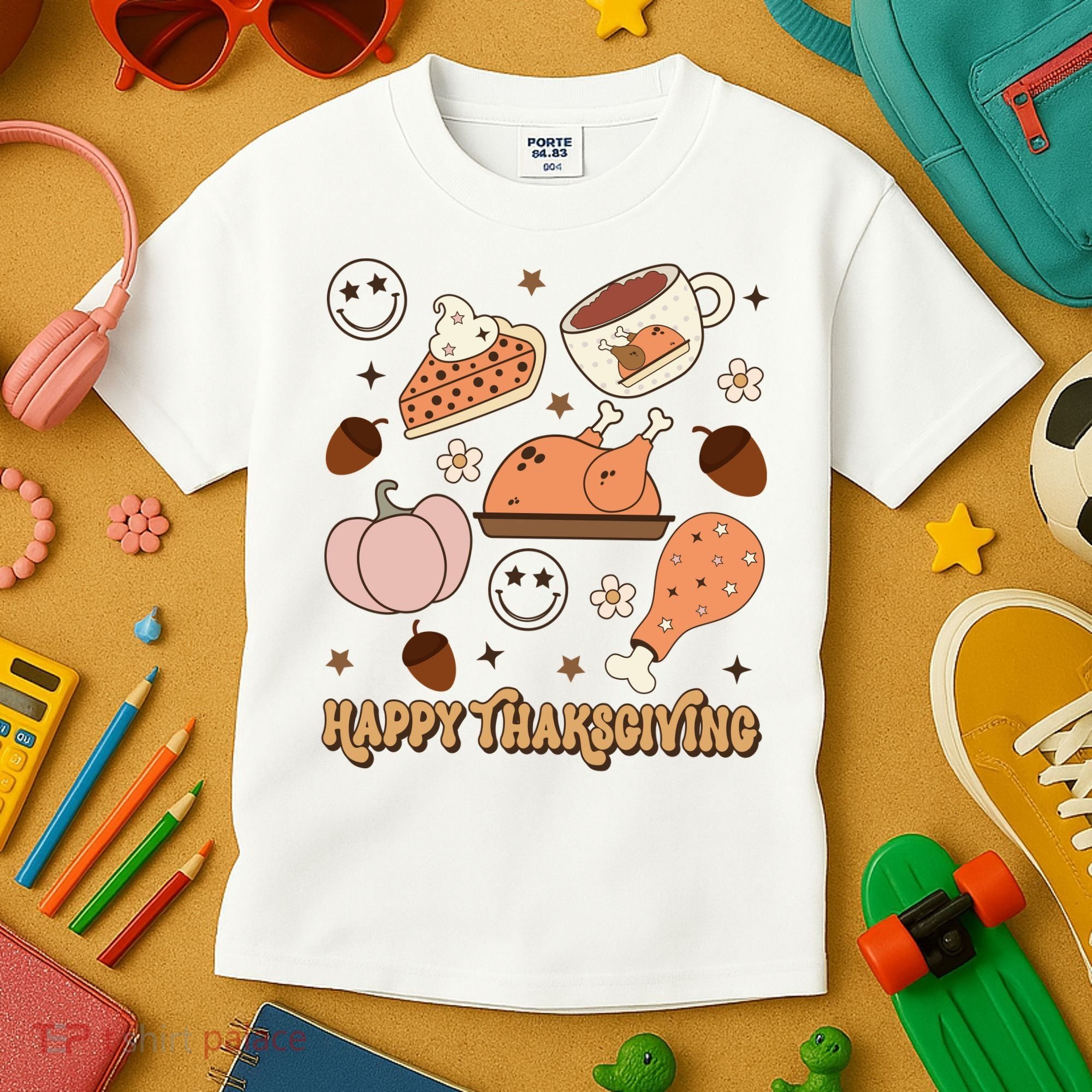 Happy Thanksgiving Groovy Family Thanksgiving Matching Outfits Kids T-Shirt