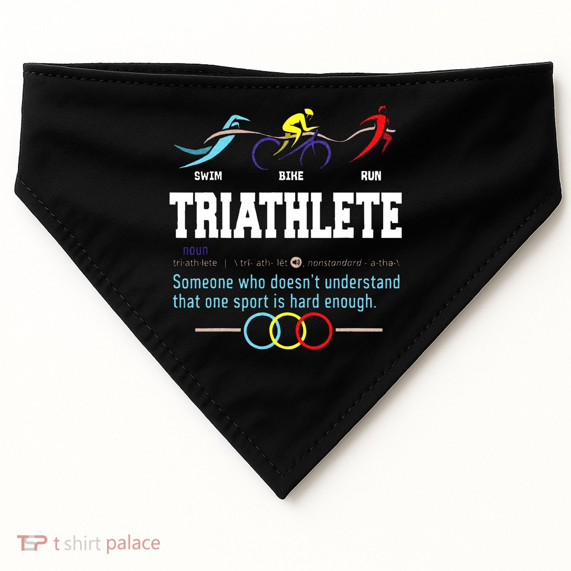 Humorous Triathlon Gift Sports Cycling Running USA-Made Doggie Bandana