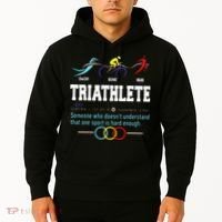 Humorous Triathlon Gift Sports Cycling Running Hoodie thumb 2