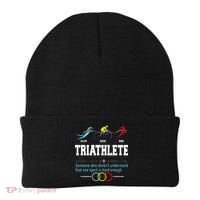 Humorous Triathlon Gift Sports Cycling Running Beanie thumb 0