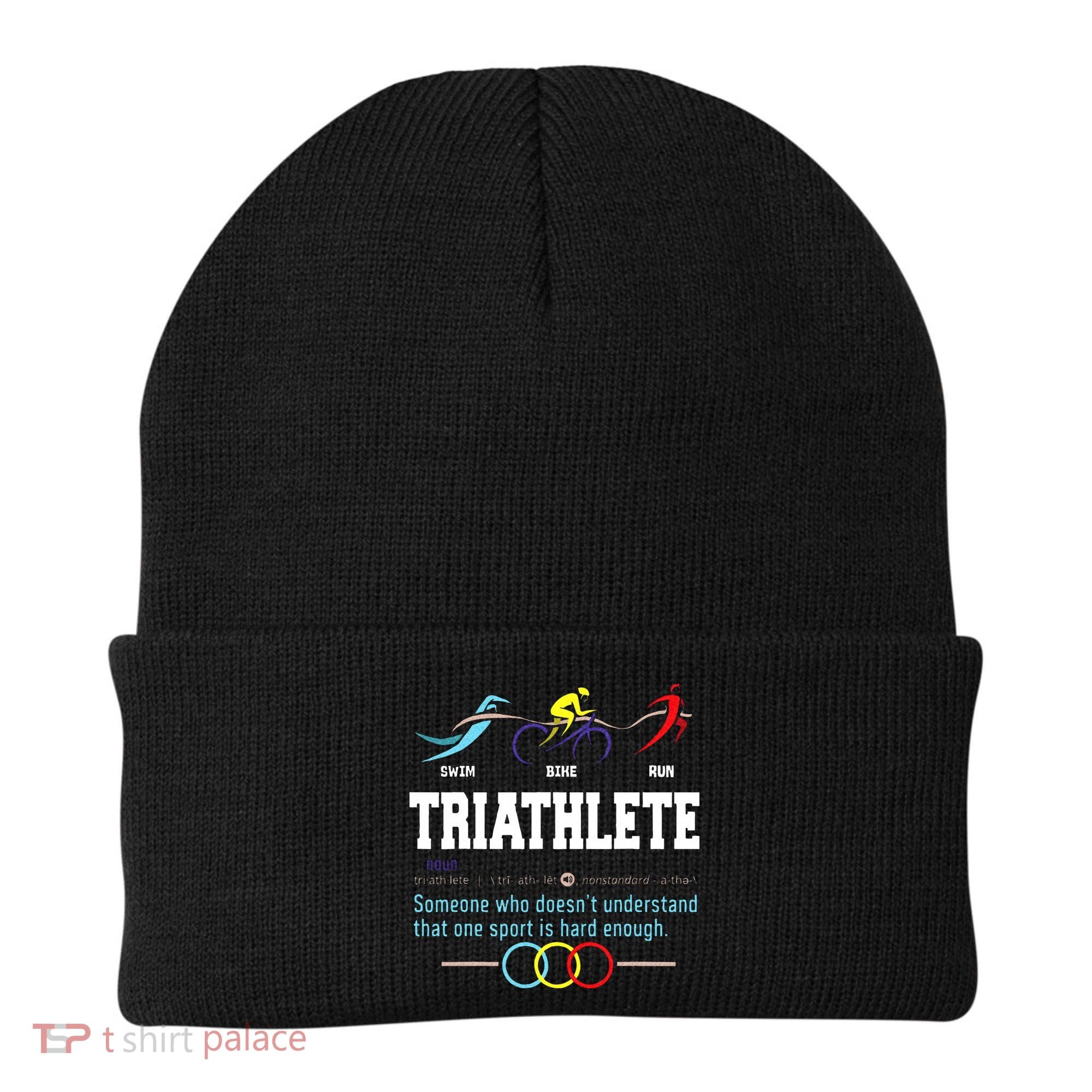 Humorous Triathlon Gift Sports Cycling Running Beanie
