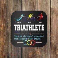 Humorous Triathlon Gift Sports Cycling Running Coaster thumb 0