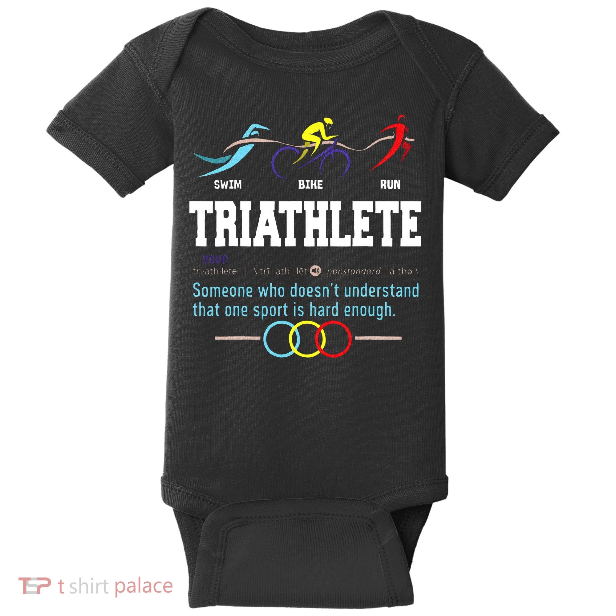 Humorous Triathlon Gift Sports Cycling Running Baby Bodysuit