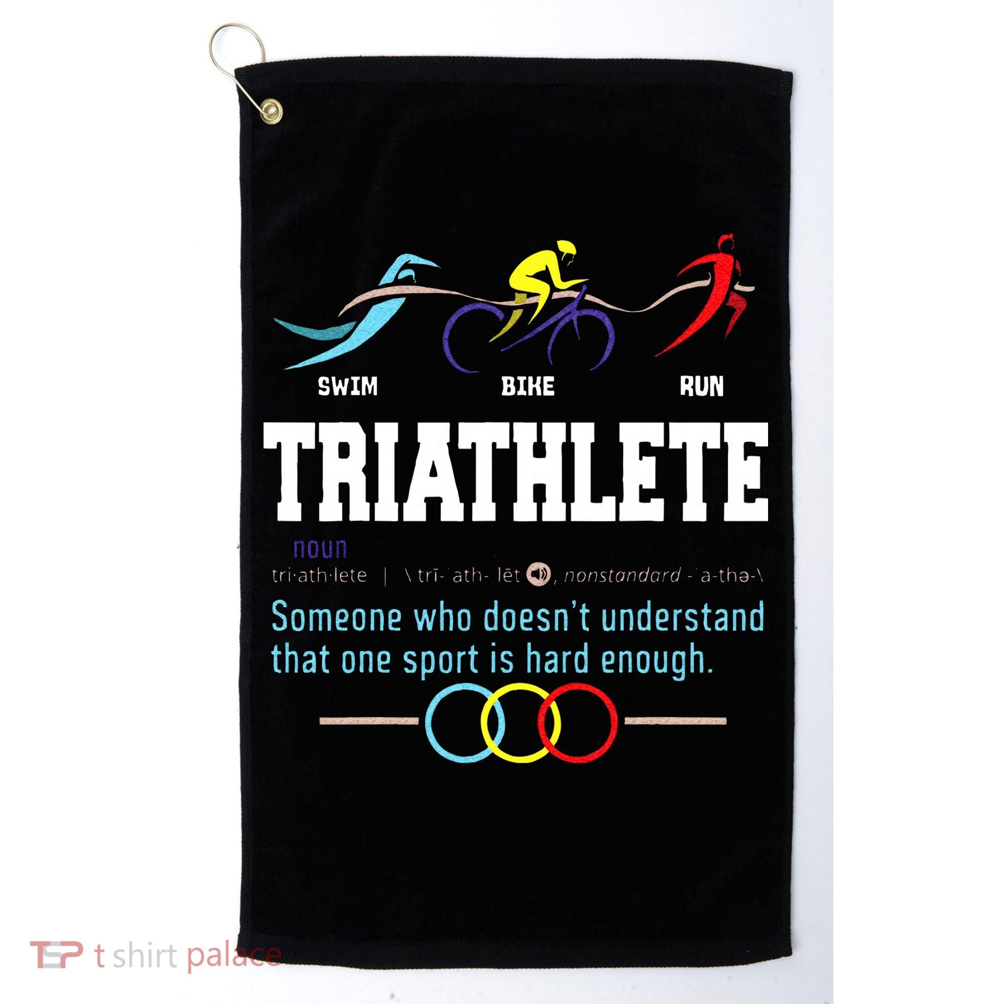 Humorous Triathlon Gift Sports Cycling Running Golf Towel