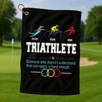 Humorous Triathlon Gift Sports Cycling Running Golf Towel thumb 1