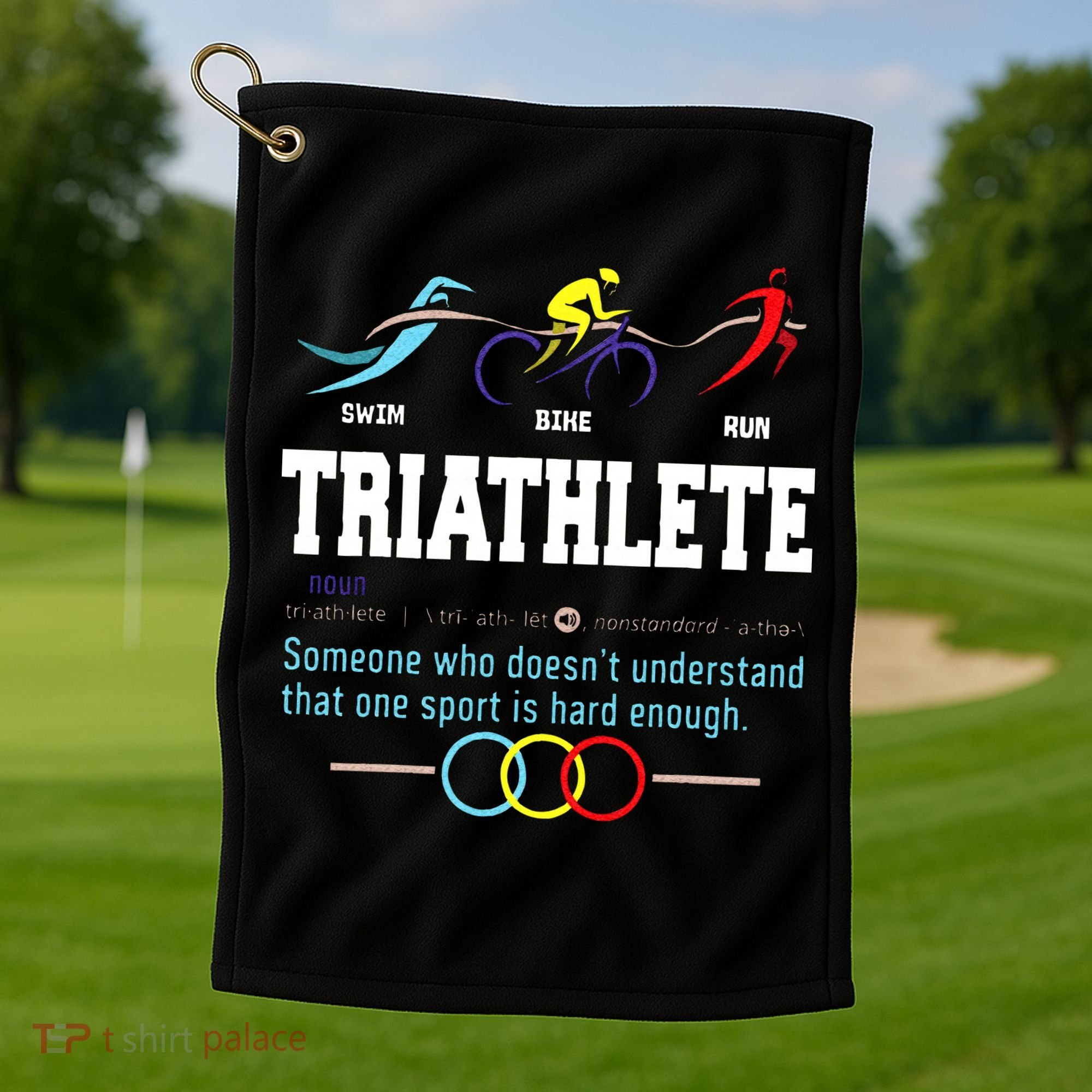 Humorous Triathlon Gift Sports Cycling Running Golf Towel