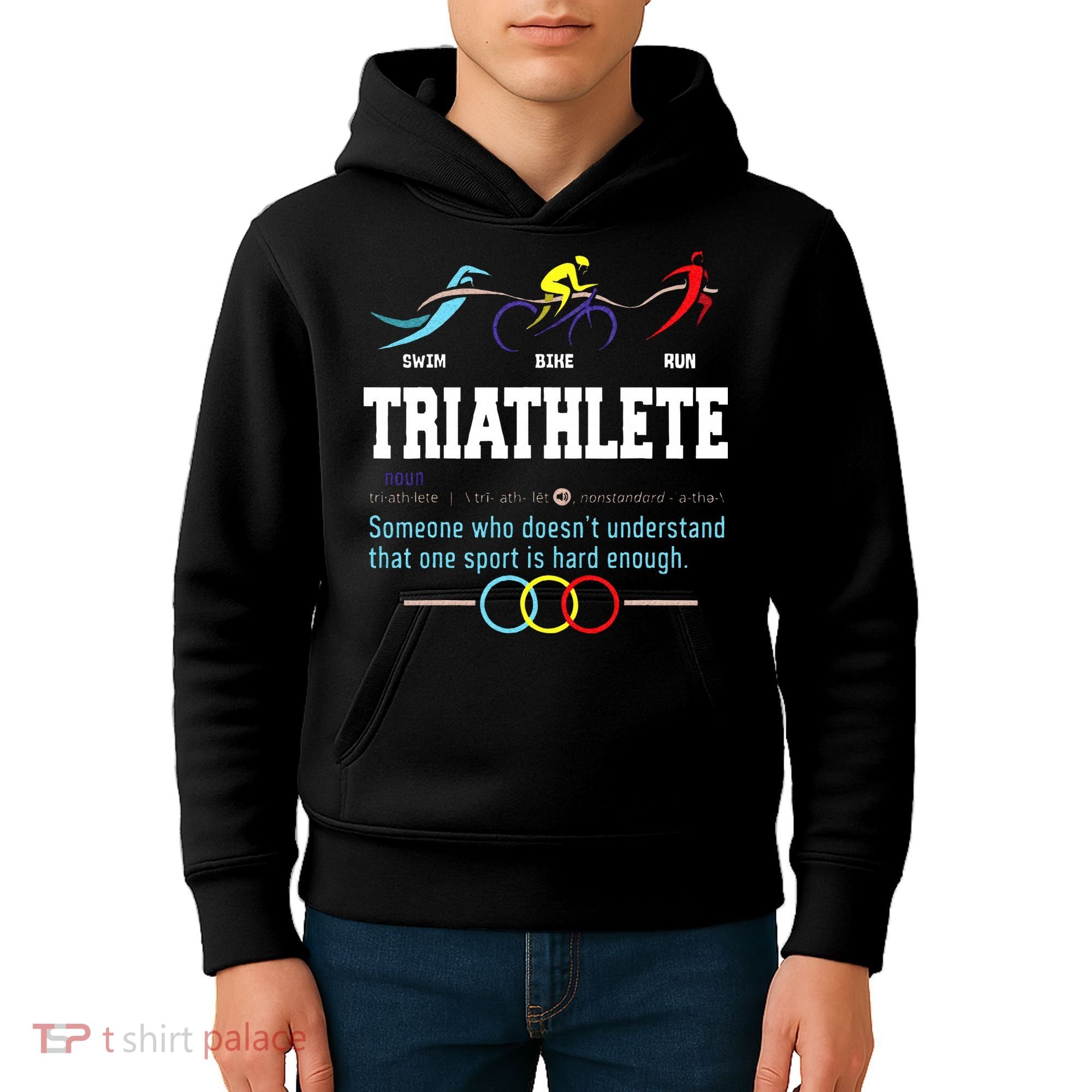 Humorous Triathlon Gift Sports Cycling Running Kids Hoodie
