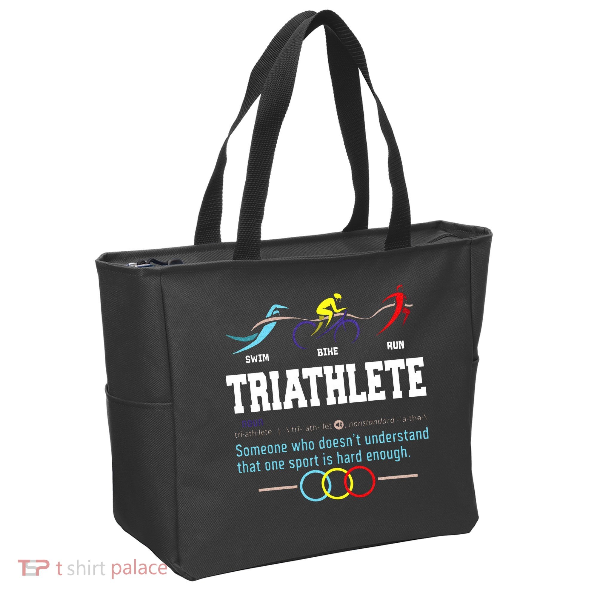 Humorous Triathlon Gift Sports Cycling Running Tote Bag