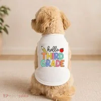 Hello Third Grade Team 3rd Grade Back To School Teacher Doggie Tank thumb 2