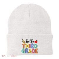 Hello Third Grade Team 3rd Grade Back To School Teacher Beanie thumb 0