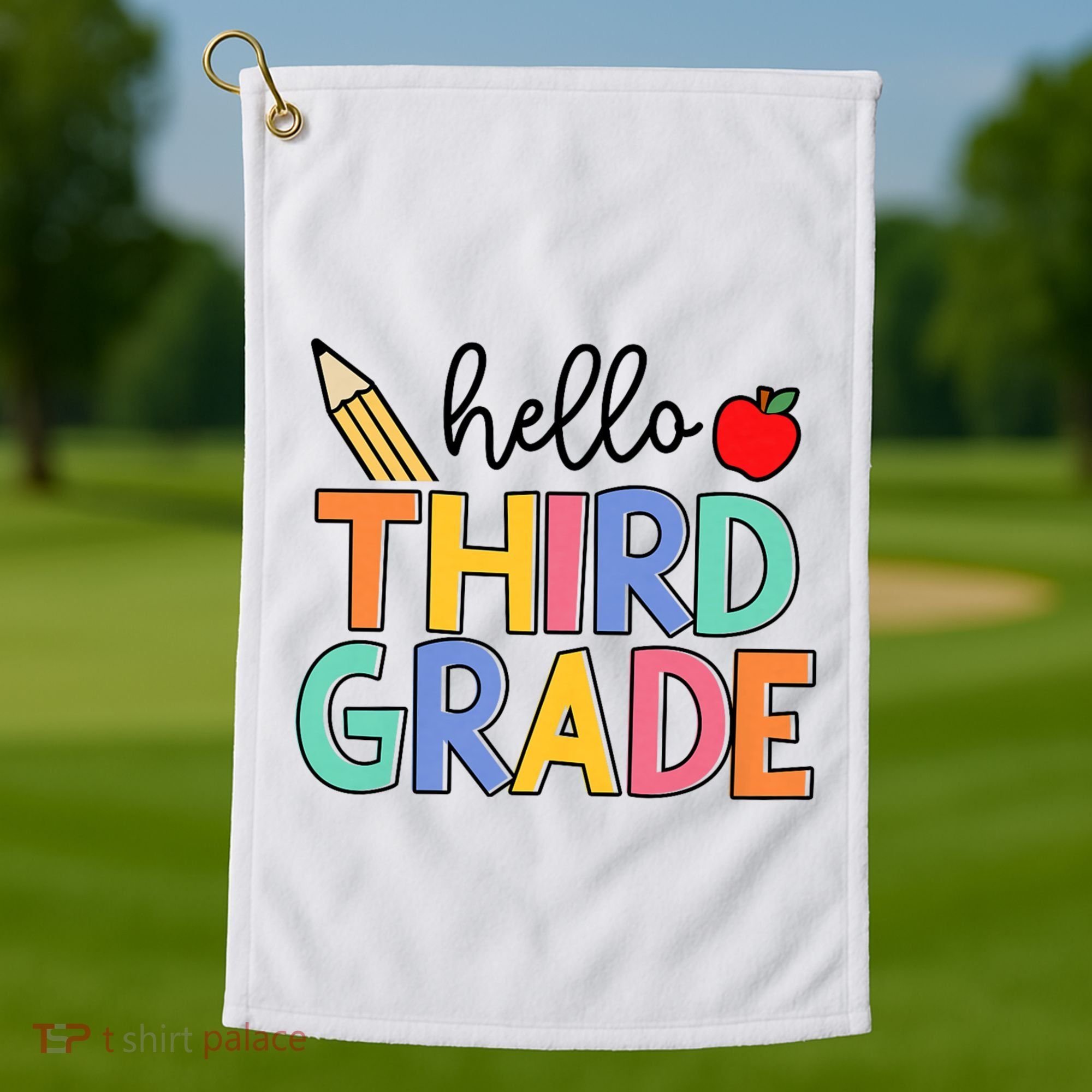 Hello Third Grade Team 3rd Grade Back To School Teacher Golf Towel