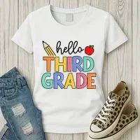 Hello Third Grade Team 3rd Grade Back To School Teacher Women's T-Shirt thumb 3