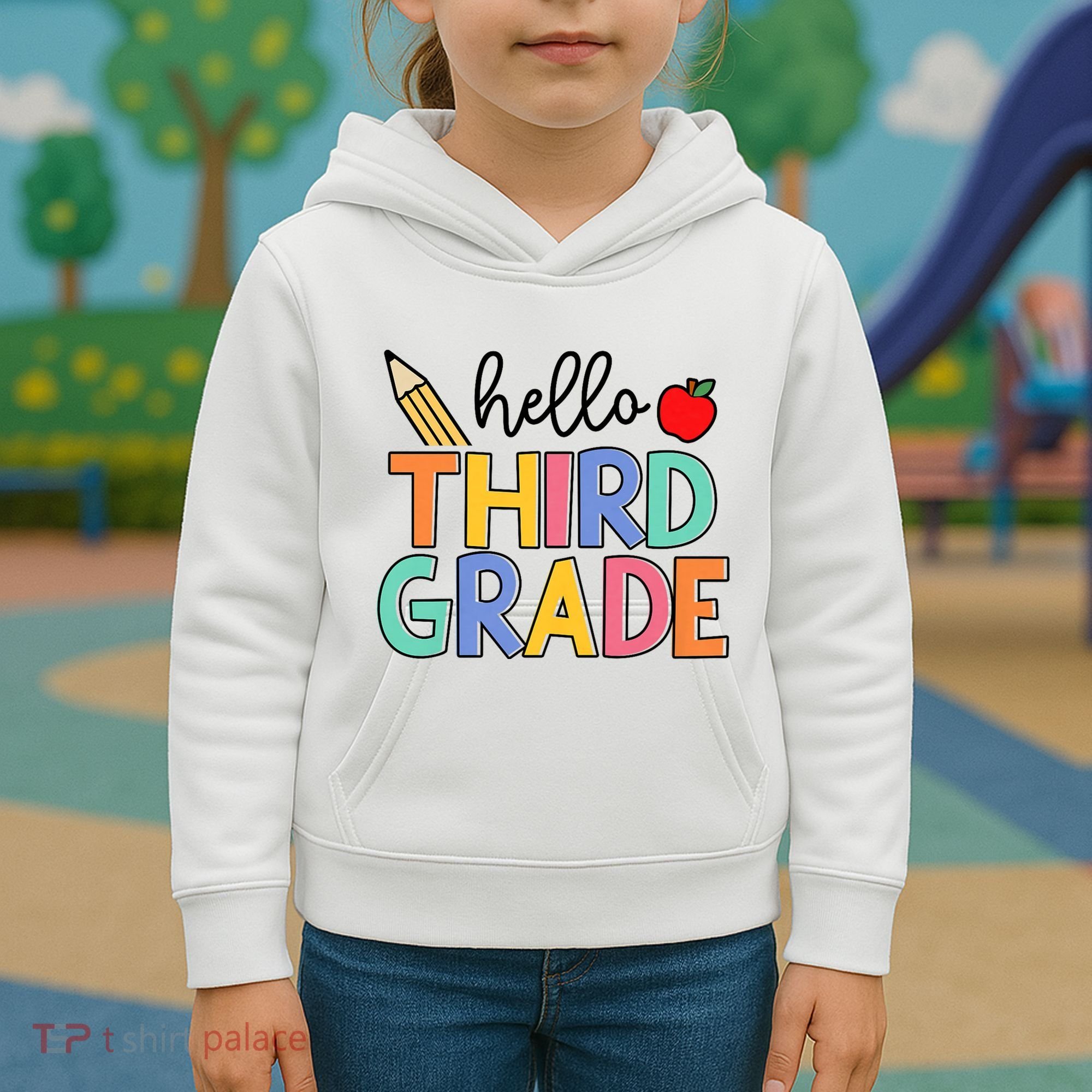 Hello Third Grade Team 3rd Grade Back To School Teacher Kids Hoodie