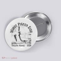 History Teacher Greek Mythology, History Lover Trojan Horse Button thumb 0