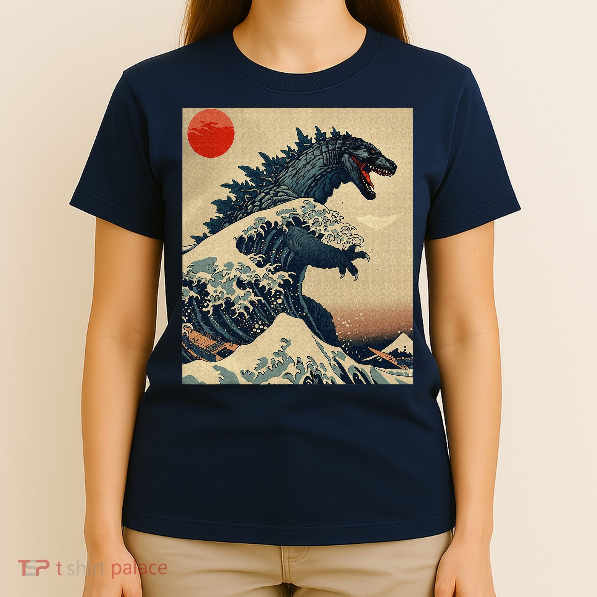 Hokusai The Great Kaiju Off Kanagawa Vintage Japanese Art T-Shirt