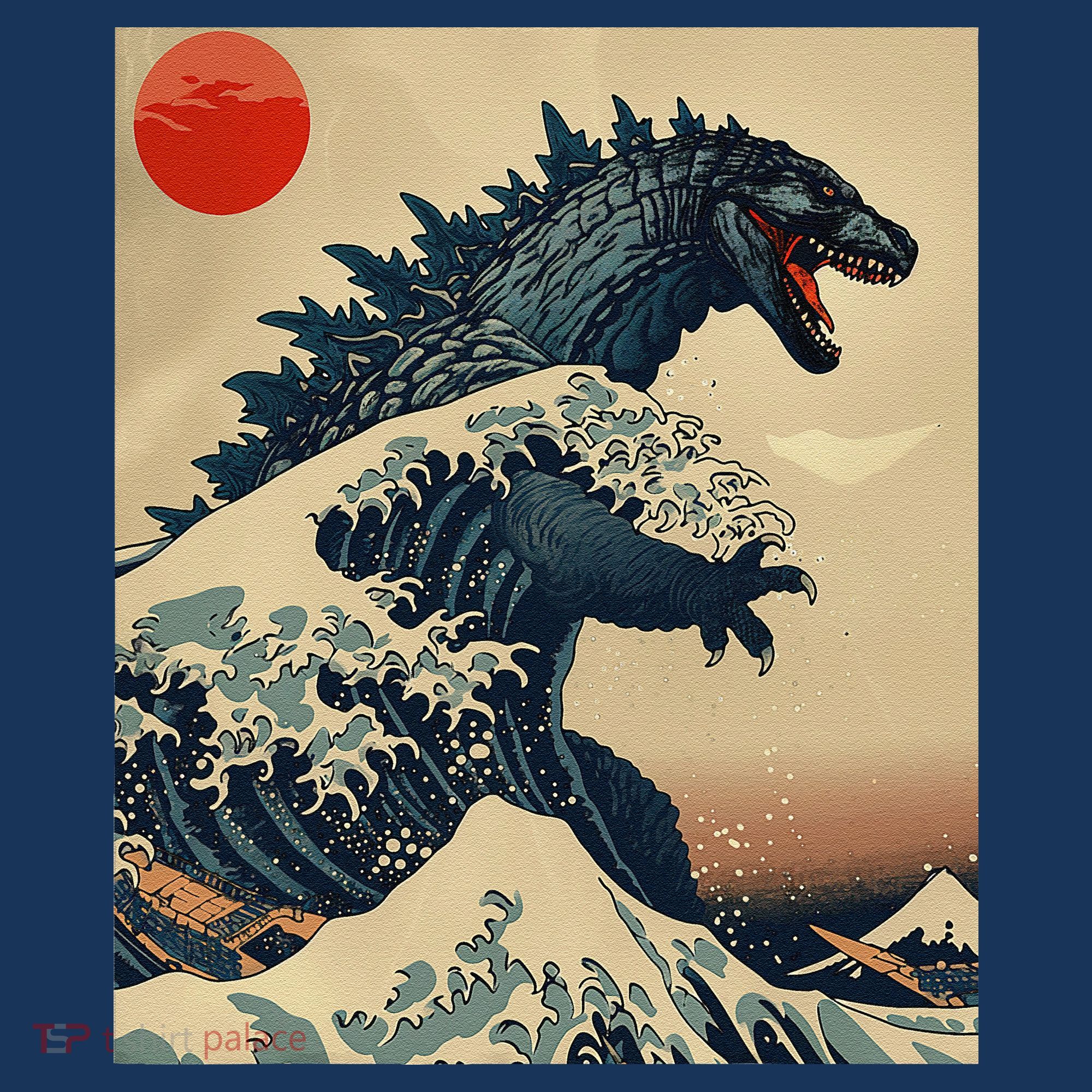 Hokusai The Great Kaiju Off Kanagawa Vintage Japanese Art T-Shirt