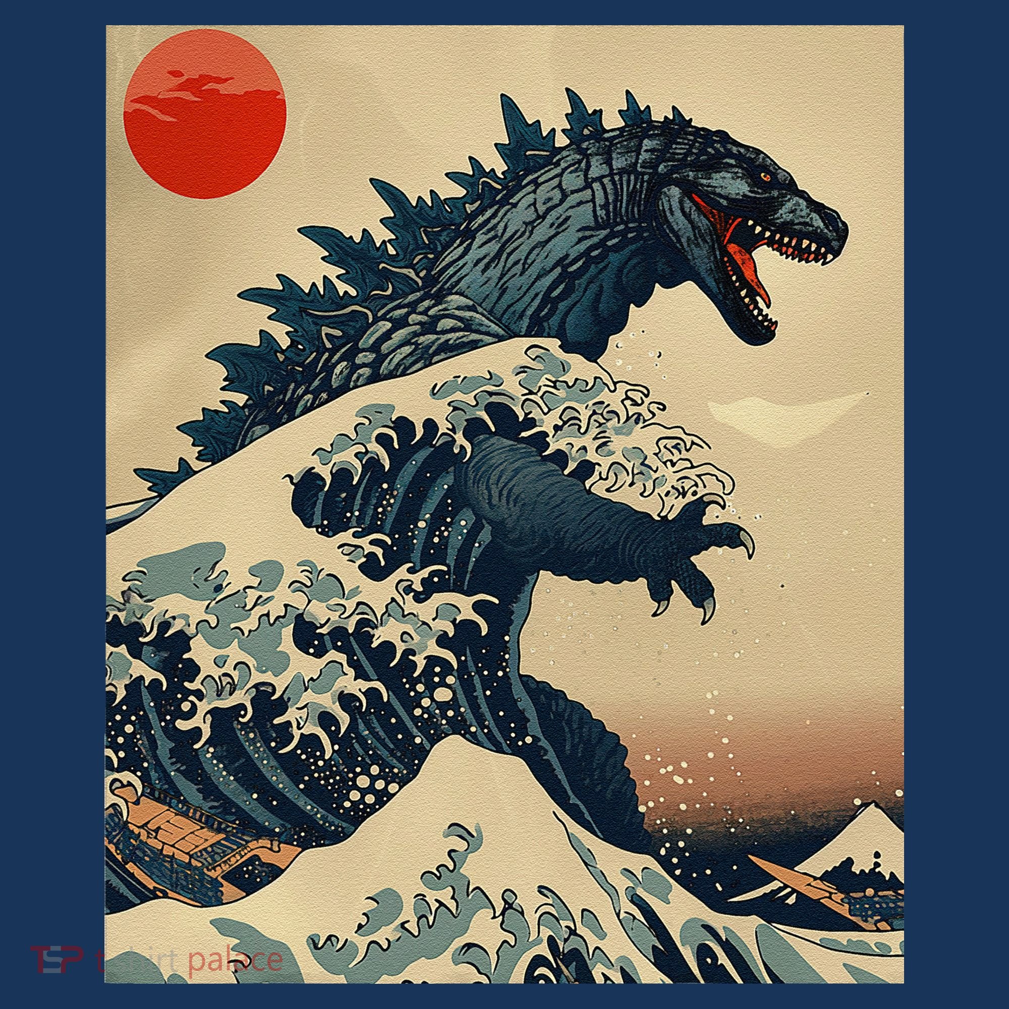 Hokusai The Great Kaiju Off Kanagawa Vintage Japanese Art Bucket Hat