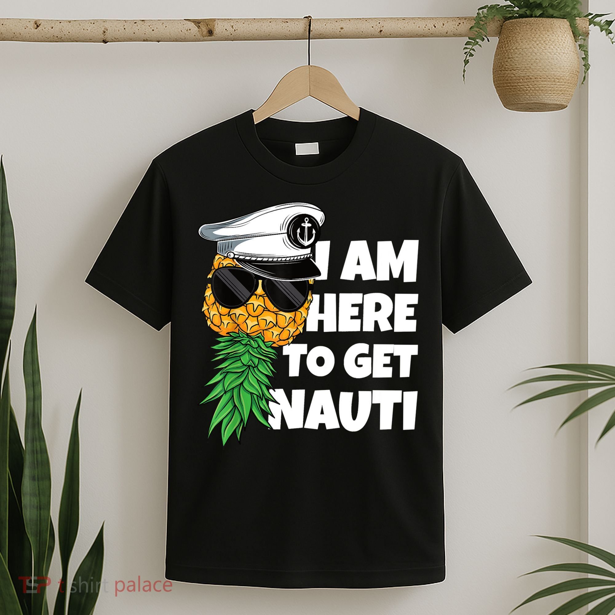 Here To Get Nauti Cruise Boat Upside Down Pineapple Swinger T-Shirt