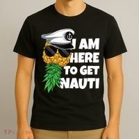 Here To Get Nauti Cruise Boat Upside Down Pineapple Swinger T-Shirt thumb 3