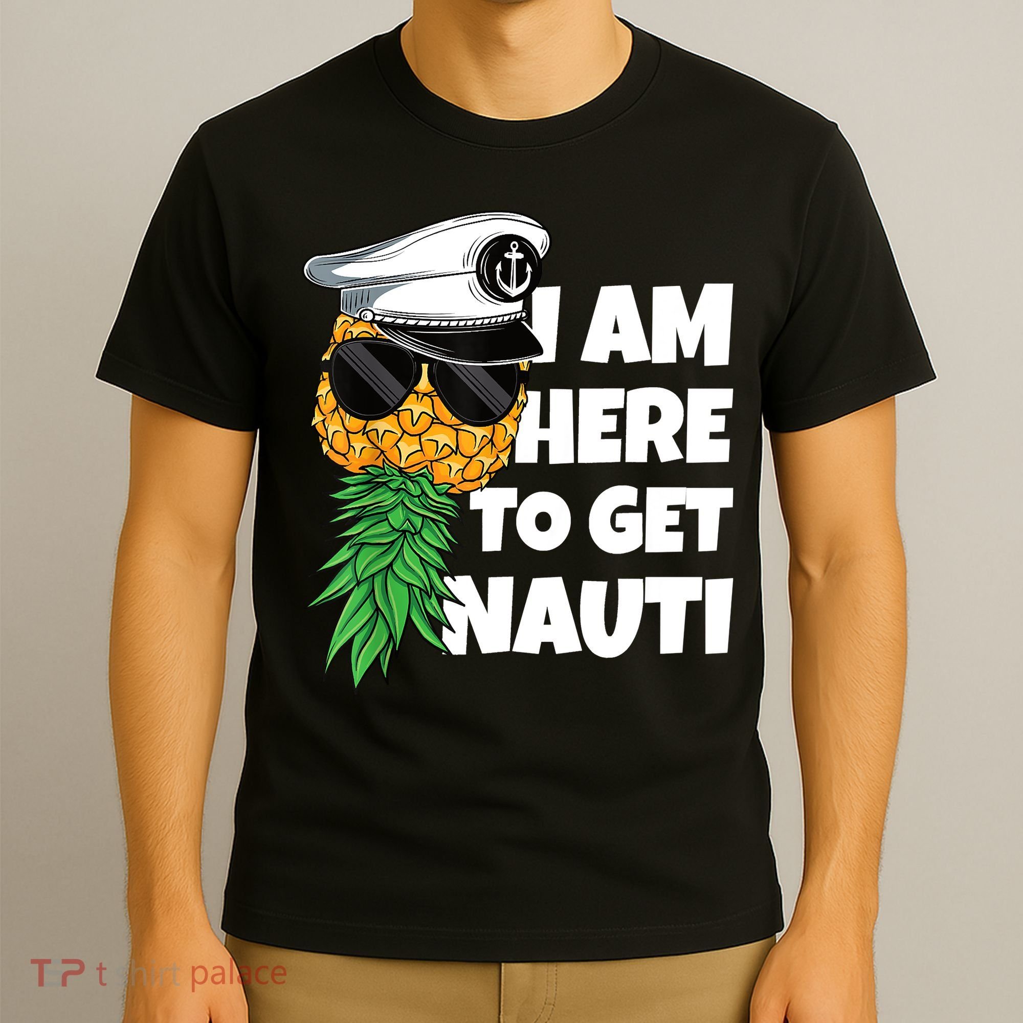 Here To Get Nauti Cruise Boat Upside Down Pineapple Swinger T-Shirt