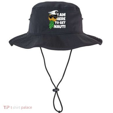 Here To Get Nauti Cruise Boat Upside Down Pineapple Swinger Bucket Hat