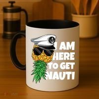 Here To Get Nauti Cruise Boat Upside Down Pineapple Swinger Coffee Mug thumb 4