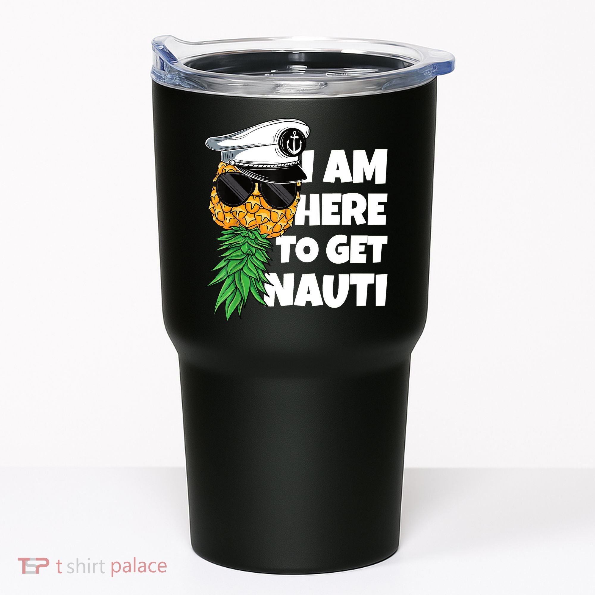 Here To Get Nauti Cruise Boat Upside Down Pineapple Swinger Tumbler