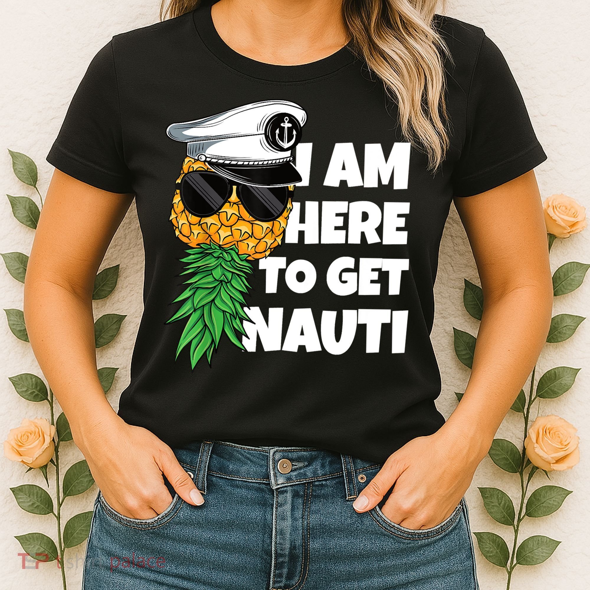 Here To Get Nauti Cruise Boat Upside Down Pineapple Swinger Women's T-Shirt