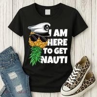 Here To Get Nauti Cruise Boat Upside Down Pineapple Swinger Women's T-Shirt thumb 3