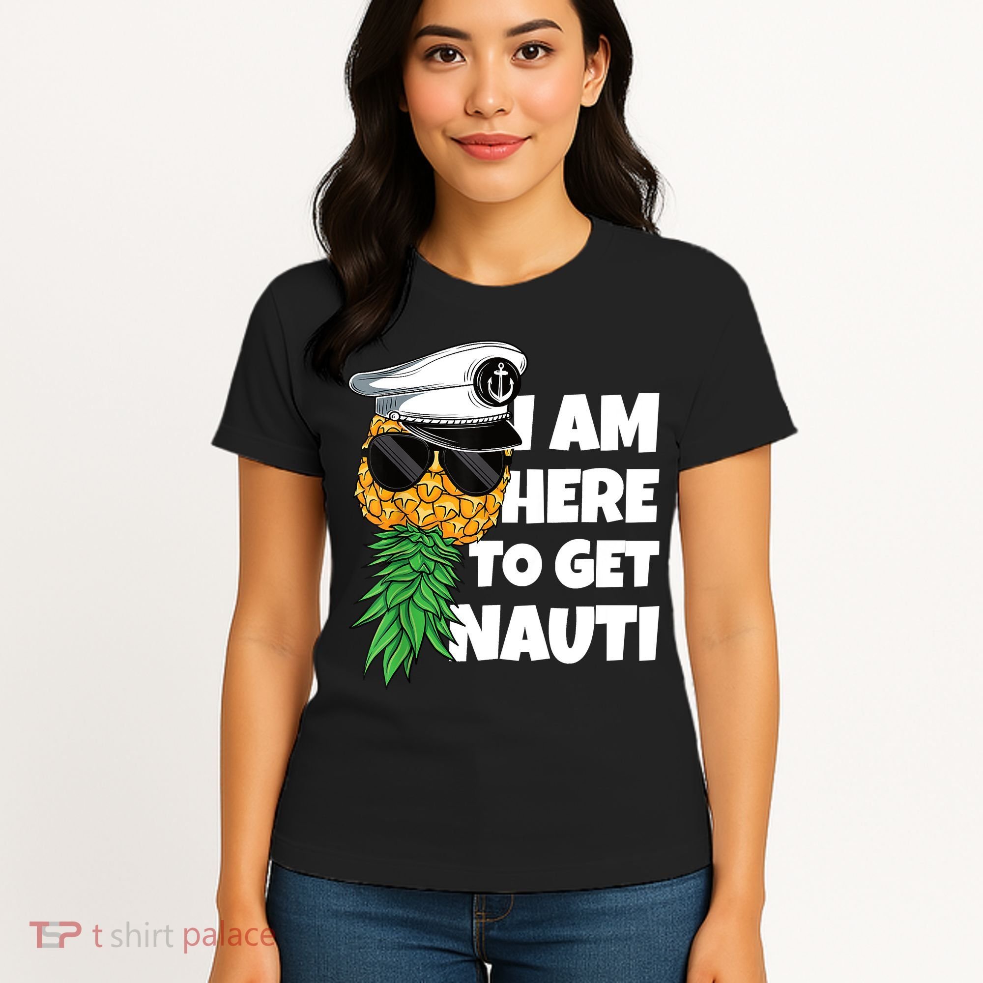 Here To Get Nauti Cruise Boat Upside Down Pineapple Swinger Women's T-Shirt