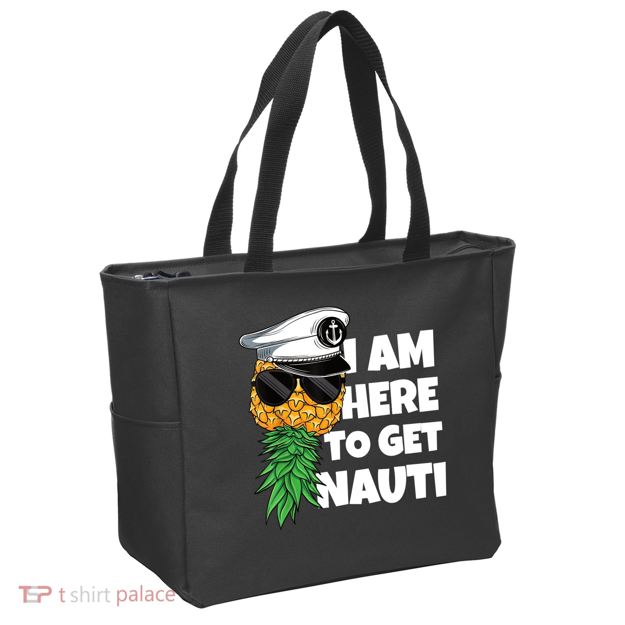 Here To Get Nauti Cruise Boat Upside Down Pineapple Swinger Tote Bag