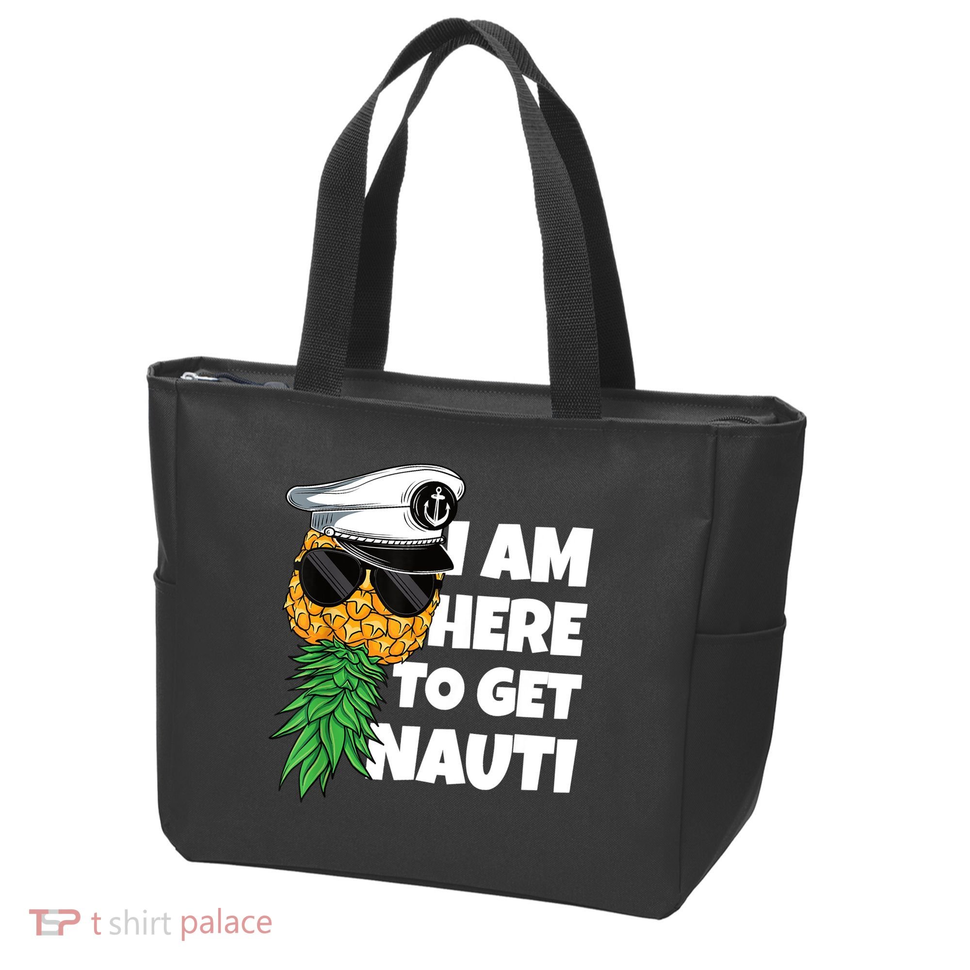 Here To Get Nauti Cruise Boat Upside Down Pineapple Swinger Tote Bag