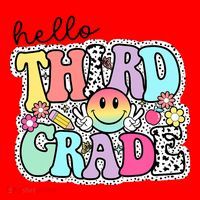Hello Third Grade Team 3rd Grade Girl Teacher Back To School Santa Hat thumb 1