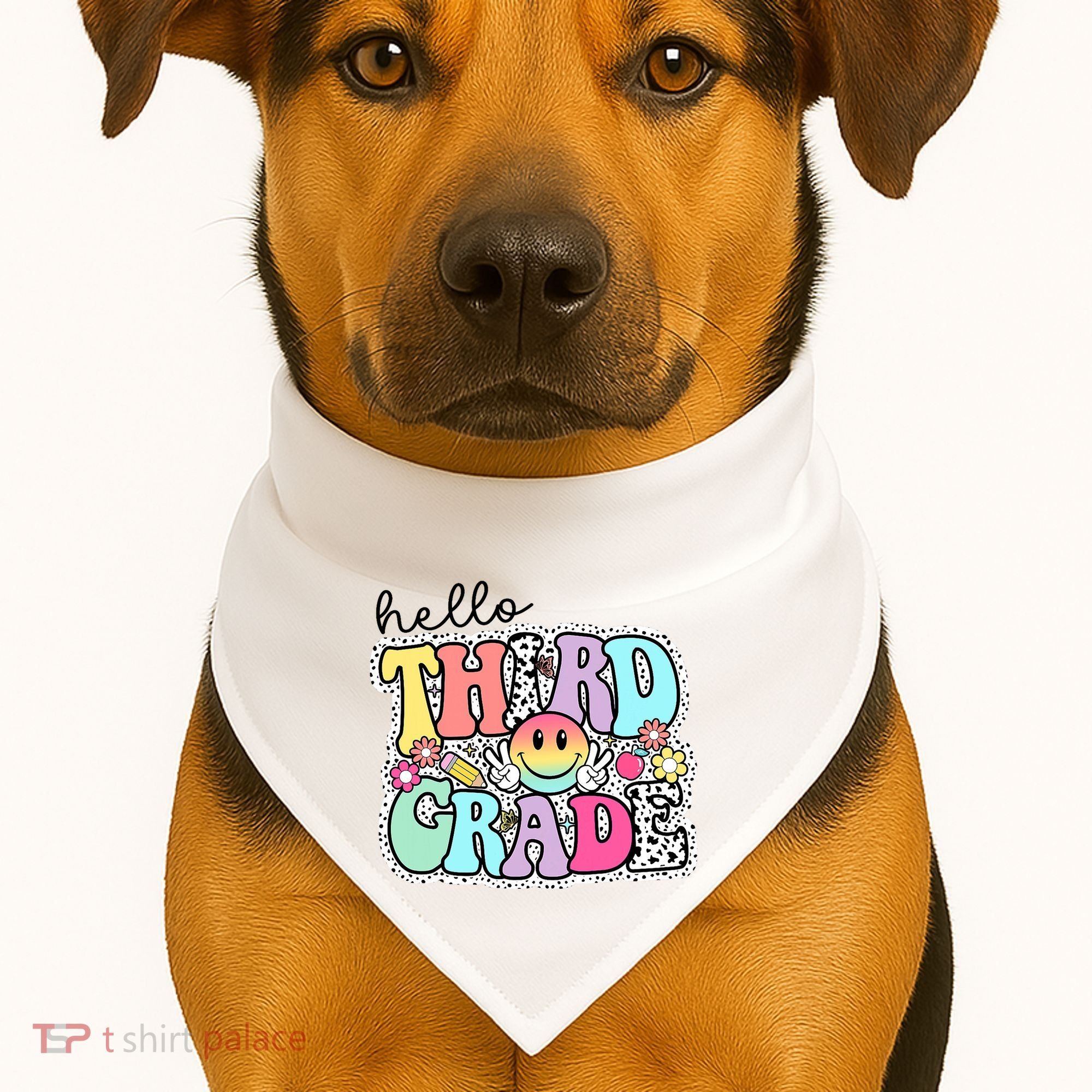 Hello Third Grade Team 3rd Grade Girl Teacher Back To School USA-Made Doggie Bandana